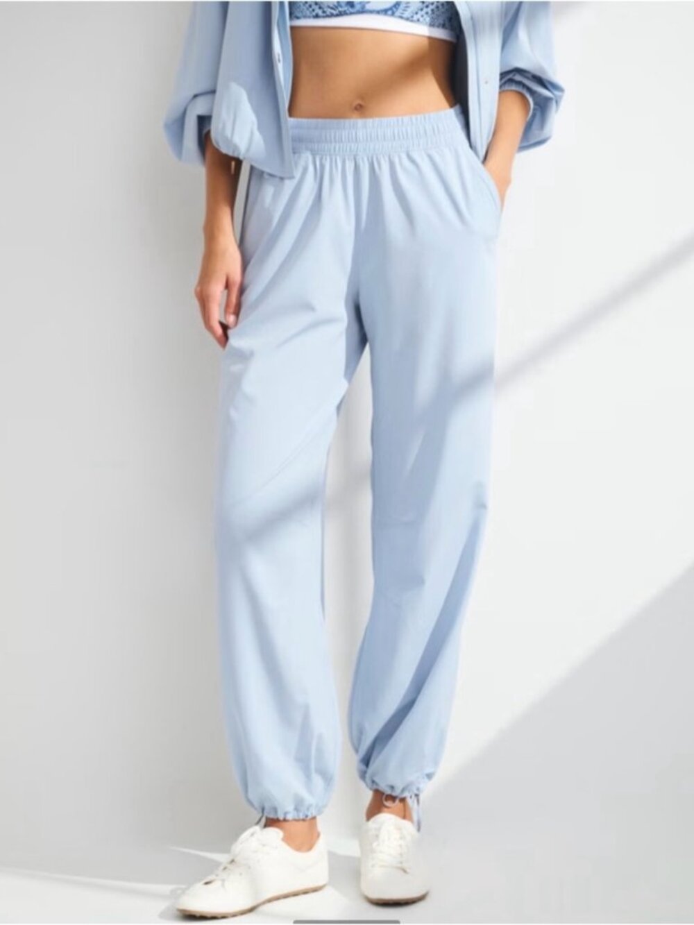 Abercrombie & Fitch YPB Light Blue Elastic-Waist Jogger Pants for Women